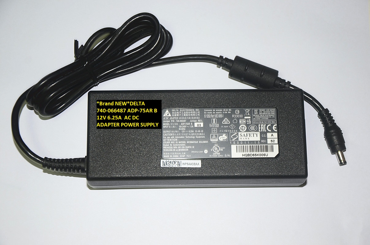 *Brand NEW*12V 6.25A DELTA ADP-75AR B 740-066487 AC DC ADAPTER POWER SUPPLY - Click Image to Close